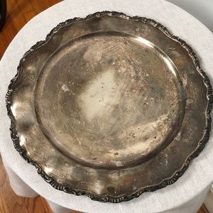 Round Scalloped Edge Silver Platter With Stamp On Back